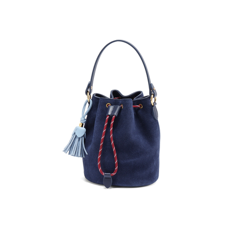 百丽包包女25秋商场同款复古绒面休闲单肩斜挎手提水桶包X7387CX5