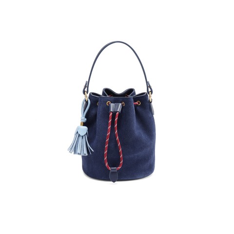 百丽包包女25秋商场同款复古绒面休闲单肩斜挎手提水桶包X7387CX5