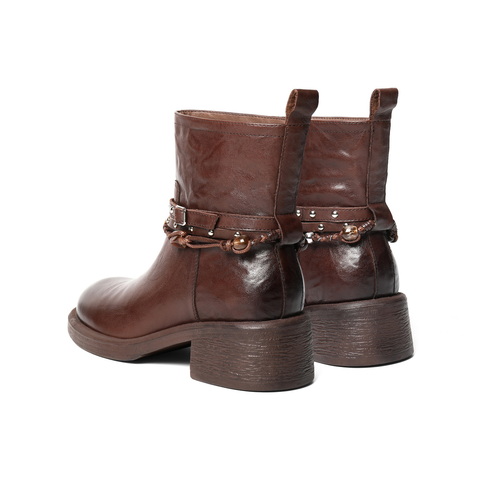 百丽民族风串珠时装靴女2025冬新商场同款真皮厚底短靴F2L1DDD5