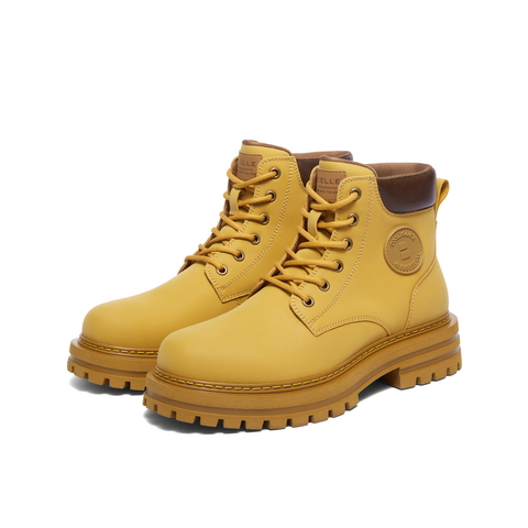 百丽户外高帮休闲靴男2025冬复古大黄靴马丁靴工装靴加绒7TW01DD5