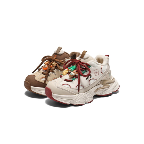 百丽时尚撞色厚底老爹鞋女童2025冬新商场同款童趣休闲鞋50603D85