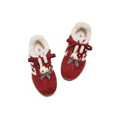 百丽撞色跑道阿甘德训鞋童鞋2025冬新商场同款加绒休闲鞋62623D85