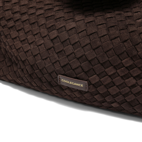 百丽包女25冬商场同款复古休闲绒面编织单肩hobo托特包JY186DX5