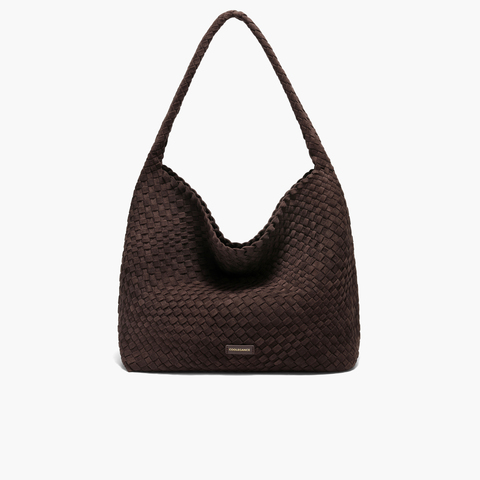 百丽包女25冬商场同款复古休闲绒面编织单肩hobo托特包JY186DX5