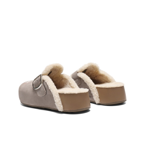 百丽SMILEY联名勃肯鞋女2025冬新厚底加毛可外穿毛毛拖鞋D8R2DDH5