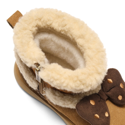 百丽甜美蝴蝶结雪地靴童鞋2025冬新商场同款毛边休闲短靴L2010D95