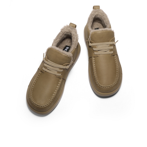 百丽高帮休闲工装鞋男2025新款冬商场款牛皮潮搭保暖短靴8WJ01DD5