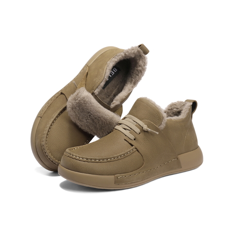 百丽高帮休闲工装鞋男2025新款冬商场款牛皮潮搭保暖短靴8WJ01DD5