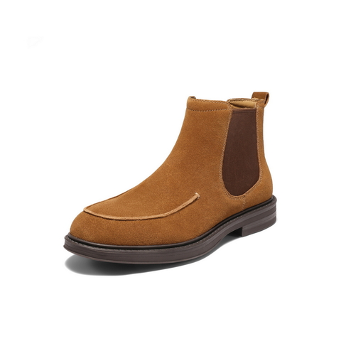 百丽时尚潮搭休闲靴男2025新款冬季户外短靴切尔西靴加绒A2174DD5