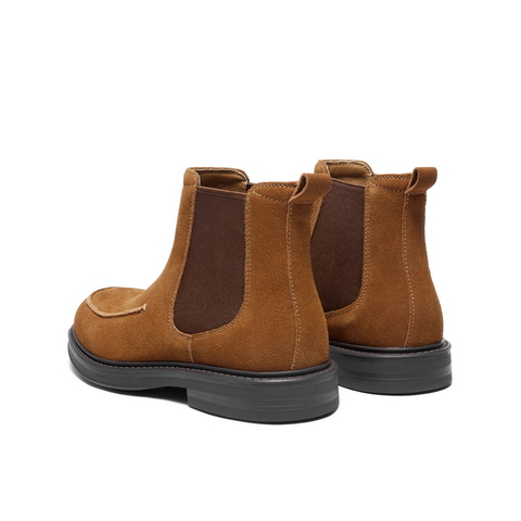 百丽时尚潮搭休闲靴男2025新款冬季户外短靴切尔西靴加绒A2174DD5