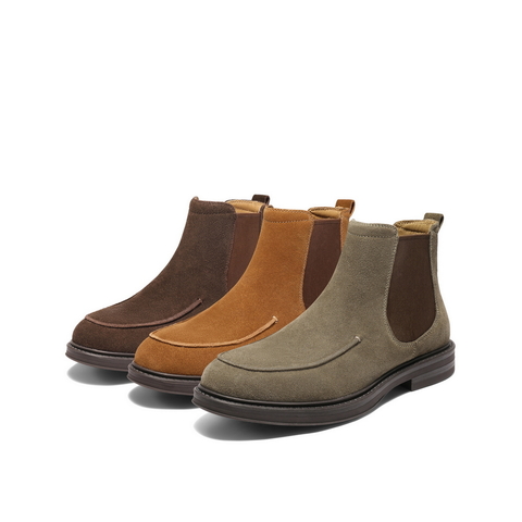 百丽时尚潮搭休闲靴男2025新款冬季户外短靴切尔西靴加绒A2174DD5