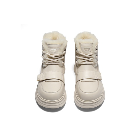 百丽复古时尚魔术贴雪地靴女2025冬新厚底加毛保暖东北靴B2957DD5