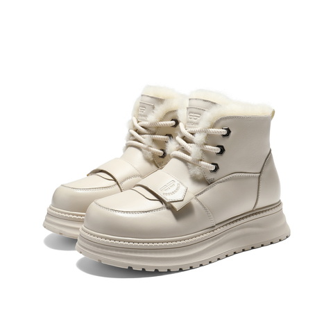 百丽复古时尚魔术贴雪地靴女2025冬新厚底加毛保暖东北靴B2957DD5