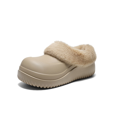 百丽绒绒毛毛鞋女2025冬新厚底增高舒适翻毛保暖休闲半拖B3018DA5