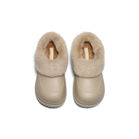 百丽绒绒毛毛鞋女2025冬新厚底增高舒适翻毛保暖休闲半拖B3018DA5