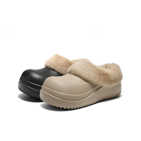 百丽绒绒毛毛鞋女2025冬新厚底增高舒适翻毛保暖休闲半拖B3018DA5