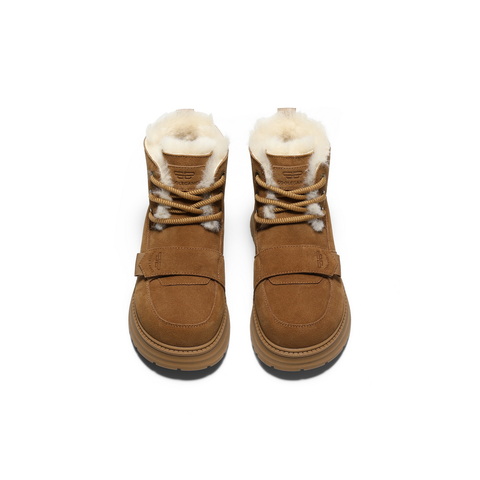 百丽复古时尚魔术贴雪地靴女2025冬新厚底加毛保暖东北靴B2957DD5