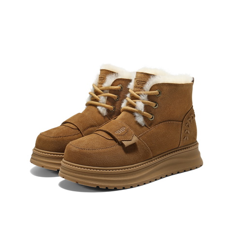 百丽复古时尚魔术贴雪地靴女2025冬新厚底加毛保暖东北靴B2957DD5