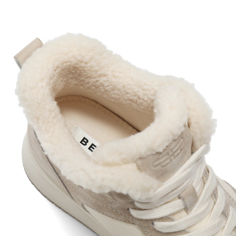 百丽撞色高帮鞋女2025冬新商场同款厚底增高加绒休闲板鞋E6T1DDD5