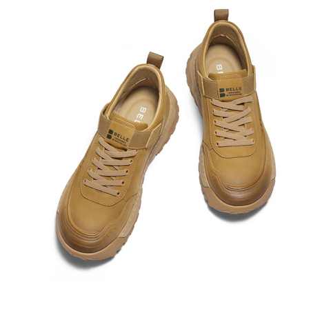 百丽户外休闲高帮工装鞋男2025新款冬季免系带厚底增高鞋A2172DM5