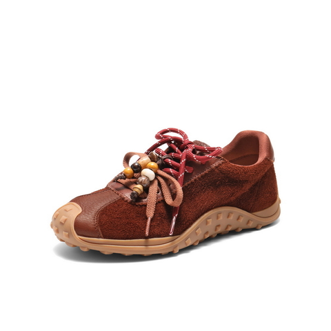 百丽复古风德训鞋女2025秋新双鞋带舒适薄底运动休闲鞋B2902CM5