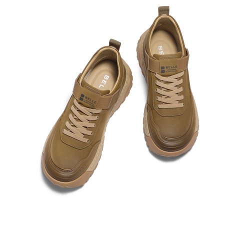 百丽户外休闲高帮工装鞋男2025新款冬季免系带厚底增高鞋A2172DM5