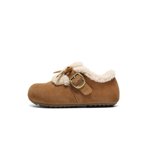 百丽复古毛毛吐司鞋童鞋2025冬新加毛保暖舒适休闲鞋84950D85