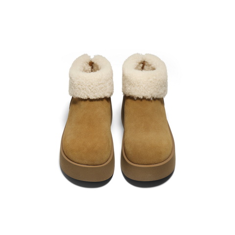 百丽复古翻毛雪地靴女2025冬新厚底增高加毛保暖短靴B3027DD5