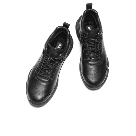 百丽高帮休闲运动鞋男2025新冬商场款牛皮革厚底保暖短靴8ZR01DD5