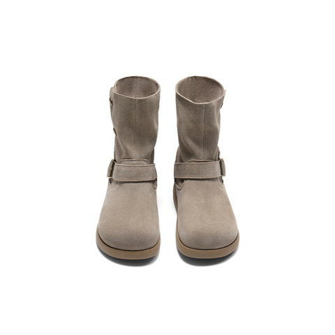 百丽复古绒面时装靴女2025冬新舒适薄底百搭休闲西部靴B2911DD5