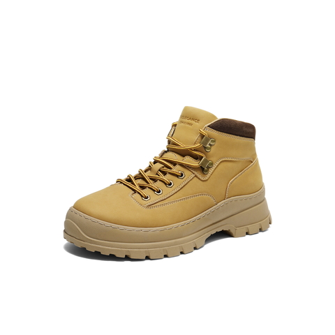 百丽高帮休闲工装靴男士2025新款冬厚底增高马丁靴加绒A2292DD5