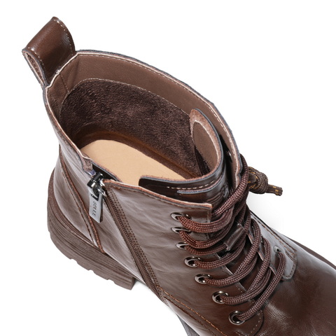 百丽编织绳马丁靴女2025冬新翘头复古短靴DY017DD5