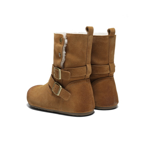 百丽复古双饰扣雪地靴女2025冬新内增高加毛保暖休闲中靴F3E1DDZ5