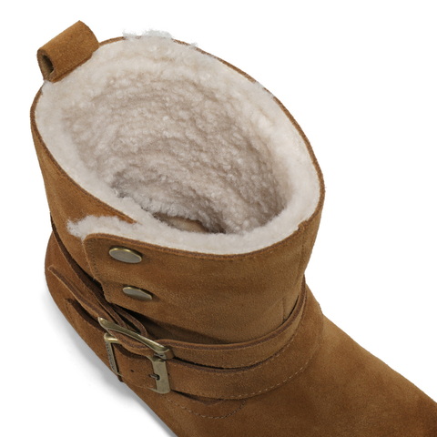 百丽复古双饰扣雪地靴女2025冬新内增高加毛保暖休闲中靴F3E1DDZ5