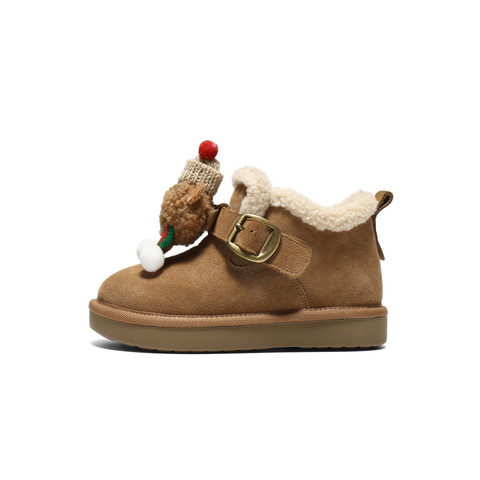 百丽童趣饰扣雪地靴女童2025冬新商场同款保暖短靴69070D95