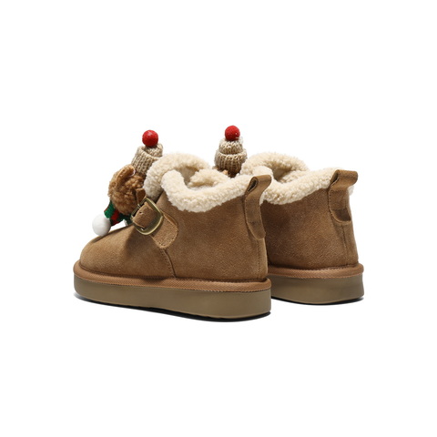 百丽童趣饰扣雪地靴女童2025冬新商场同款保暖短靴69070D95