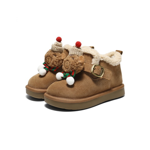 百丽童趣饰扣雪地靴女童2025冬新商场同款保暖短靴69070D95