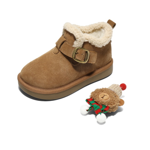 百丽童趣饰扣雪地靴女童2025冬新商场同款保暖短靴69070D95