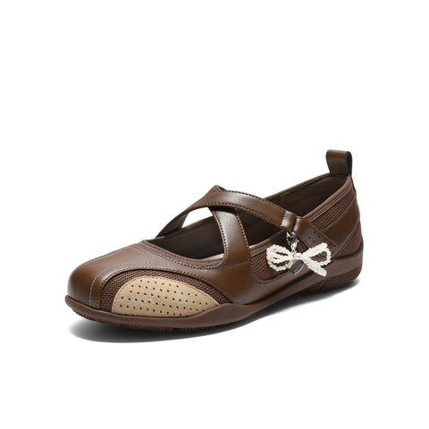 百丽交叉带休闲玛丽珍鞋女2025秋新舒适薄底浅口单鞋B2866CQ5