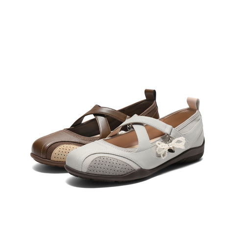 百丽交叉带休闲玛丽珍鞋女2025秋新舒适薄底浅口单鞋B2866CQ5