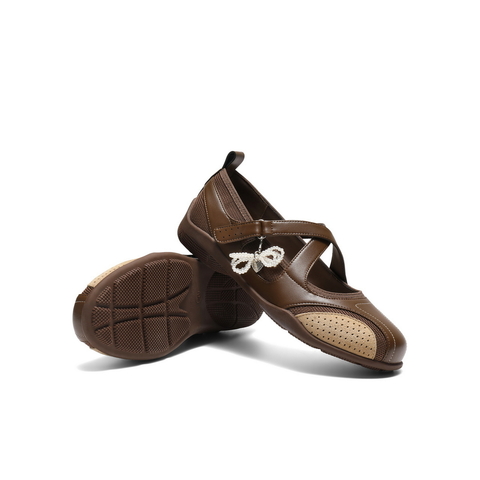 百丽交叉带休闲玛丽珍鞋女2025秋新舒适薄底浅口单鞋B2866CQ5