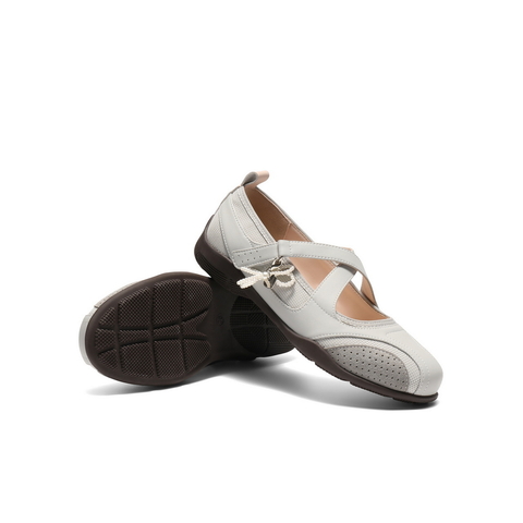 百丽交叉带休闲玛丽珍鞋女2025秋新舒适薄底浅口单鞋B2866CQ5