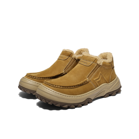 百丽套筒休闲雪地靴男2026新款春季牛皮厚底保暖靴东北靴A2285AD6