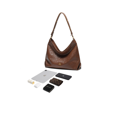 百丽包女25新商场同款手抓纹褶皱肌理HOBO单肩斜挎托特包2067ACX5