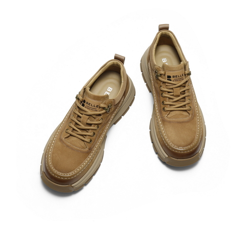 百丽厚底增高休闲鞋男2026新款春季牛皮革户外潮搭工装鞋A2281AM6