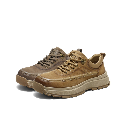 百丽厚底增高休闲鞋男2026新款春季牛皮革户外潮搭工装鞋A2281AM6