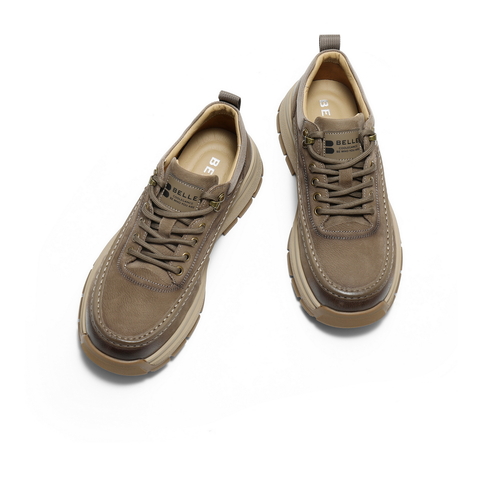 百丽厚底增高休闲鞋男2026新款春季牛皮革户外潮搭工装鞋A2281AM6