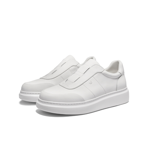 百丽时尚百搭小白鞋男2026新款春牛皮革厚底增高休闲板鞋D5R04AM6