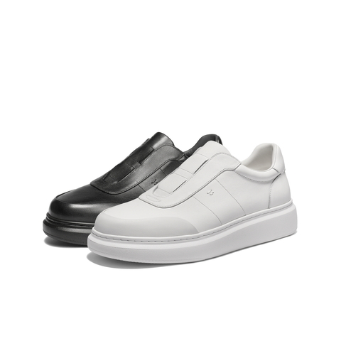 百丽时尚百搭小白鞋男2026新款春牛皮革厚底增高休闲板鞋D5R04AM6