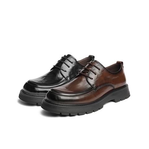 百丽办公通勤商务鞋男士春款牛皮革舒适厚底休闲皮鞋加绒A2118AM6